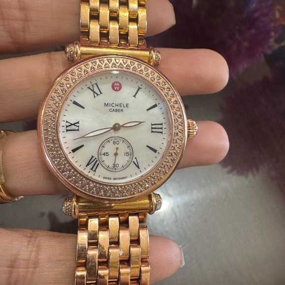 $3990 Michele Caber Diamond Watch Rose Tone Mother of Pearl Dial – 37mm main image 6
